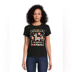 Wound Up Fiesta Like There Is No Mañana Black T-Shirt Size Large Juniors (11-13)